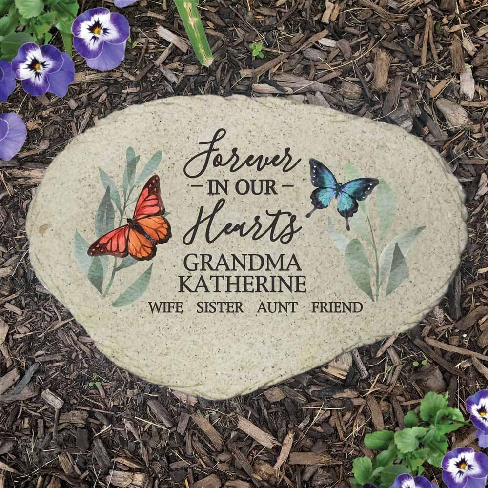 Personalized Butterflies Forever in our Hearts Flat Garden Stone