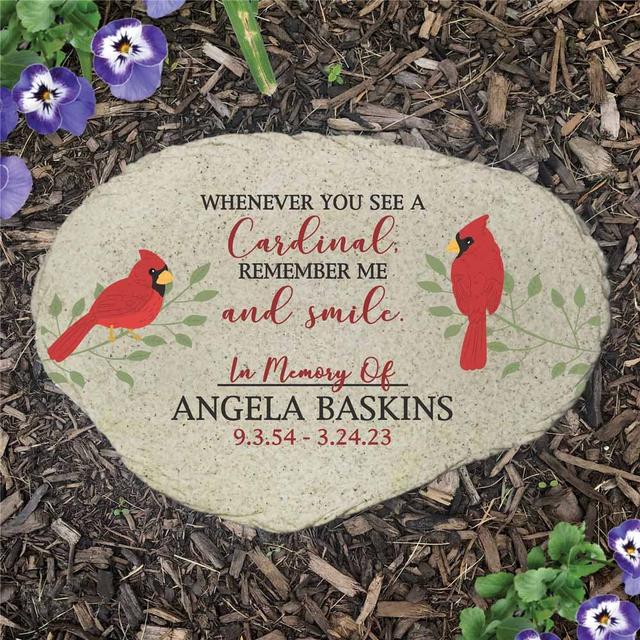 Personalized Remember Me Cardinals Flat Garden Stone