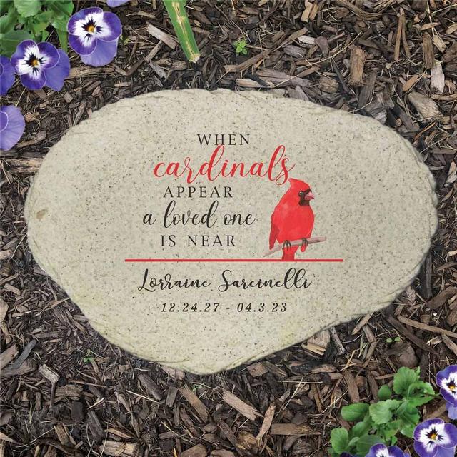 Personalized Memorial Cardinal Flat Garden Stone