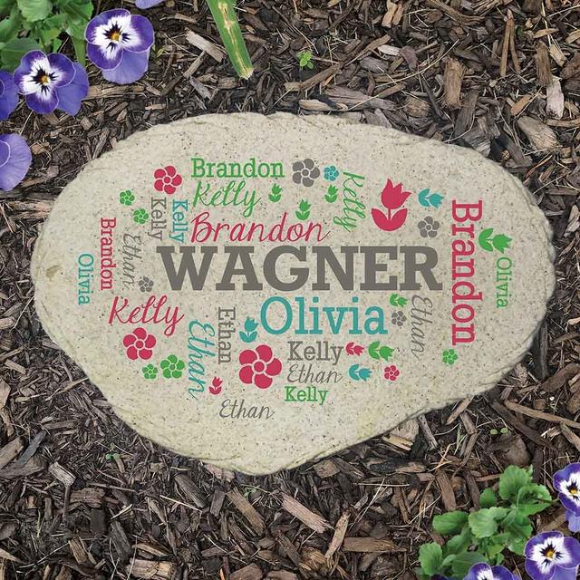 Personalized Spring Time Word Art Large Flat Garden Stone