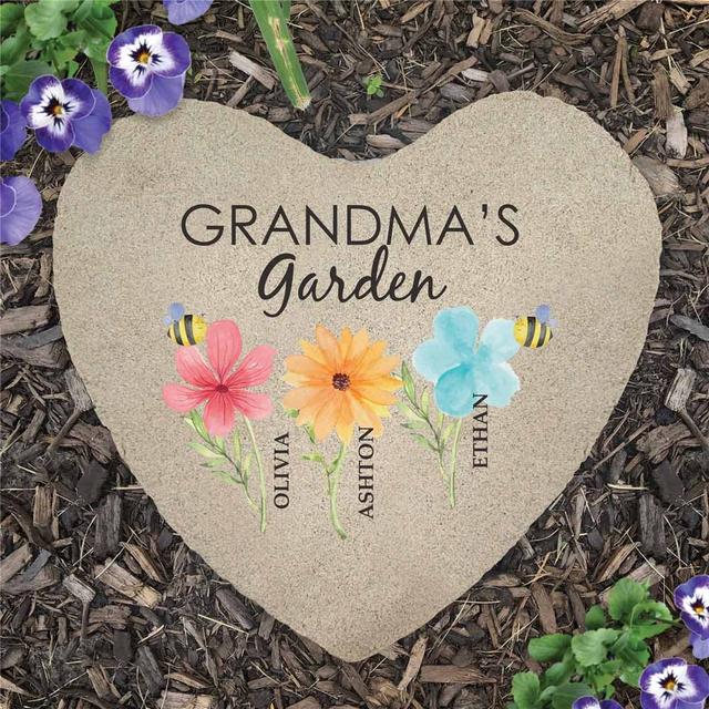 Personalized Watercolor Heart Flat Stone