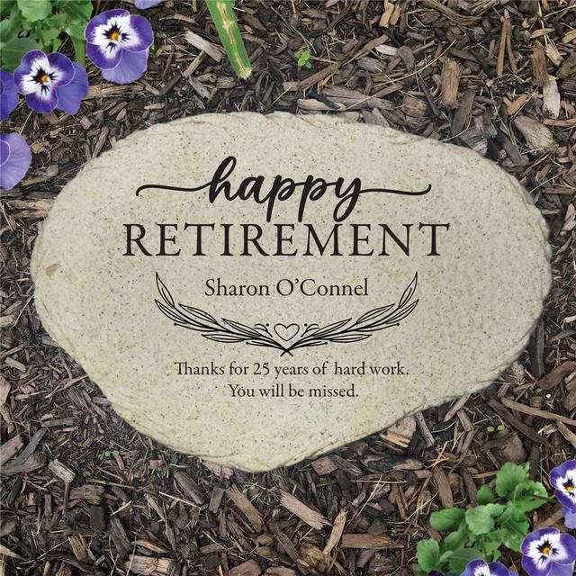 Personalized Happy Retirement Flat Garden Stone