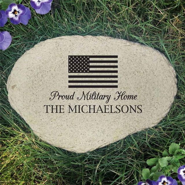Personalized American Flag Flat Garden Stone