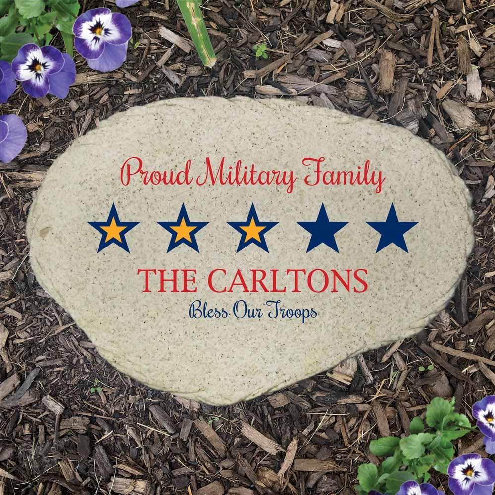 Personalized Military Star Flat Garden Stone