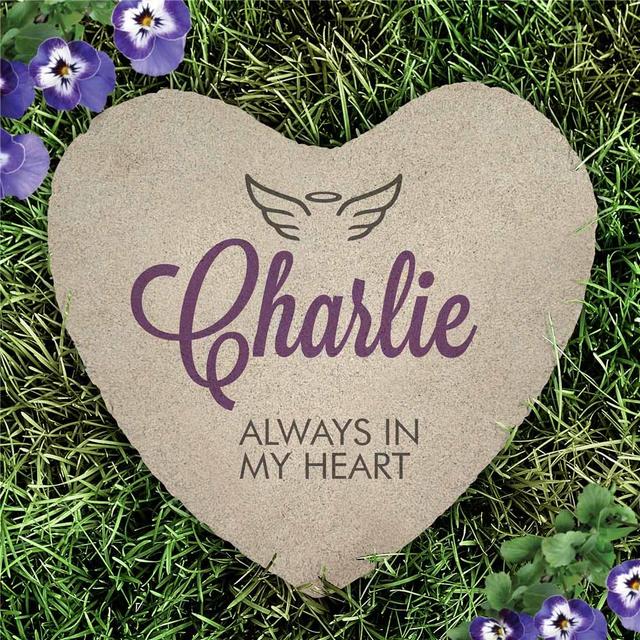 Personalized Always In Our Heart Heart Flat Stone