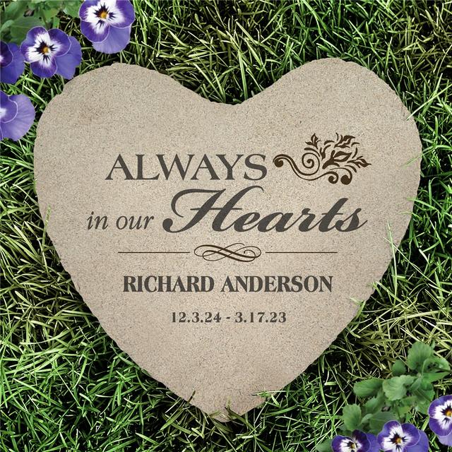 Personalized Memorial Heart Flat Stone
