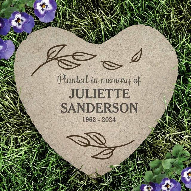 Personalized Planted In Memory Of Heart Flat Stone