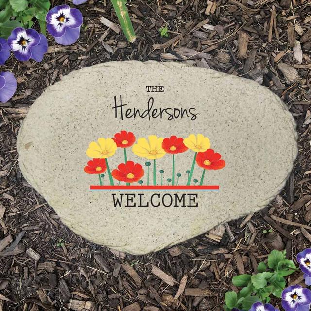 Personalized Summer Flowers Flat Garden Stone