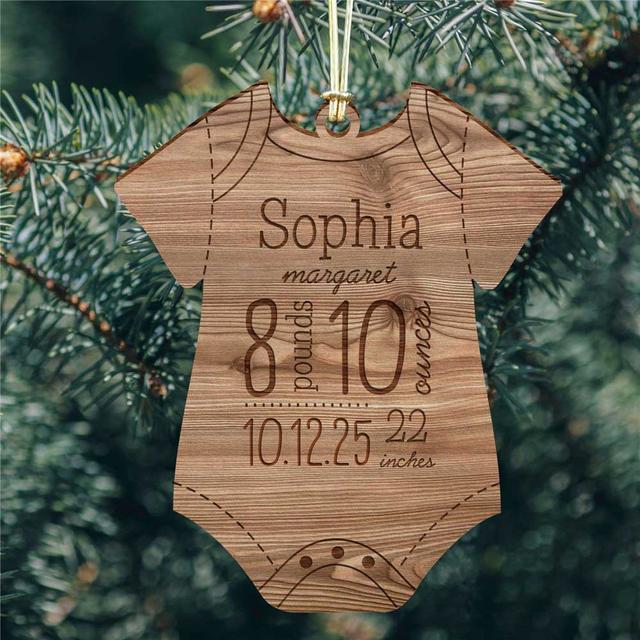 Baby Onesie Wood Cut Engraved Ornament