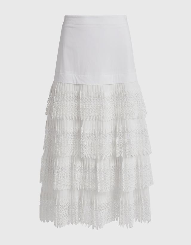Alexis Helis Lace Ruffled Midi Skirt - L