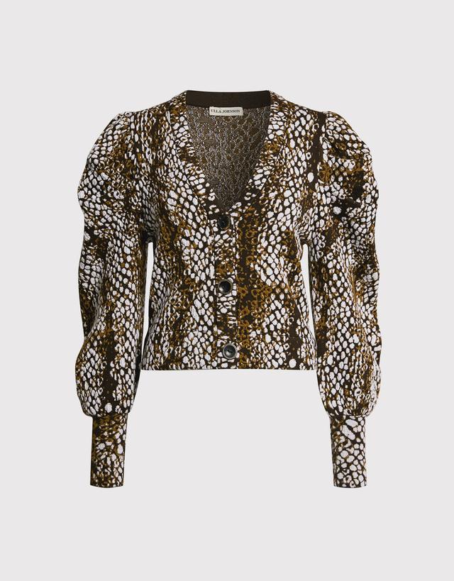 Ulla Johnson Elise Python Jacquard Cropped Cardigan - M