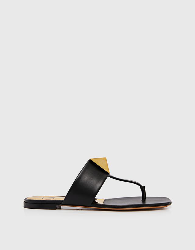 Valentino Garavani One Stud Calfskin Thong Flat Sandals - IT 39