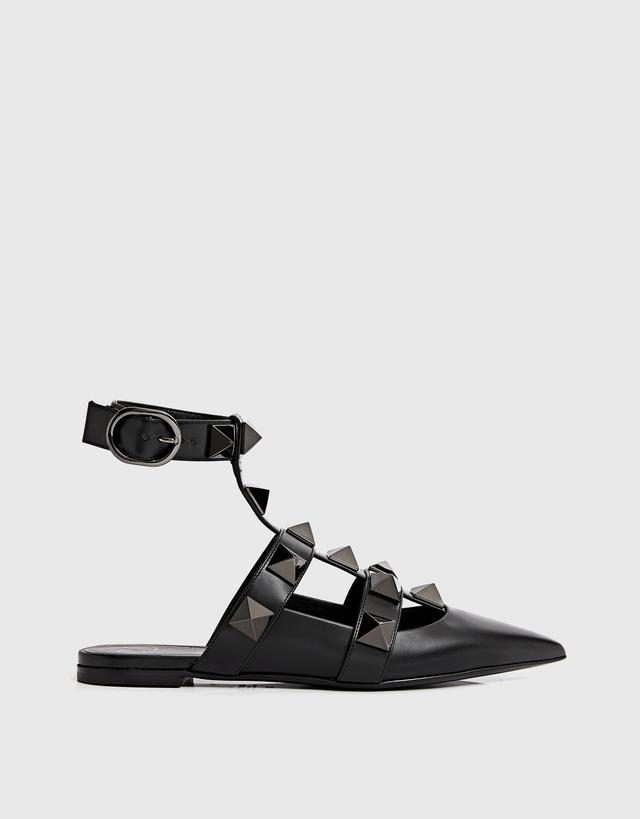 Valentino Garavani Roman Stud Calfskin Leather Tonal Studs Ballet Flats - IT 36