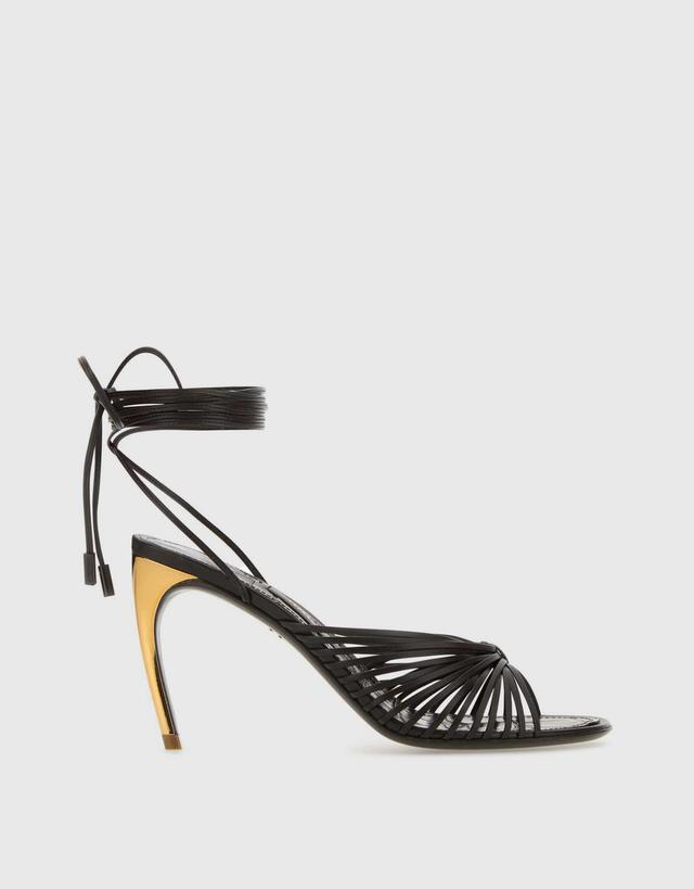 Salvatore Ferragamo Calfskin Alligator Printed Curved High-Heeled Sandals - 9.5