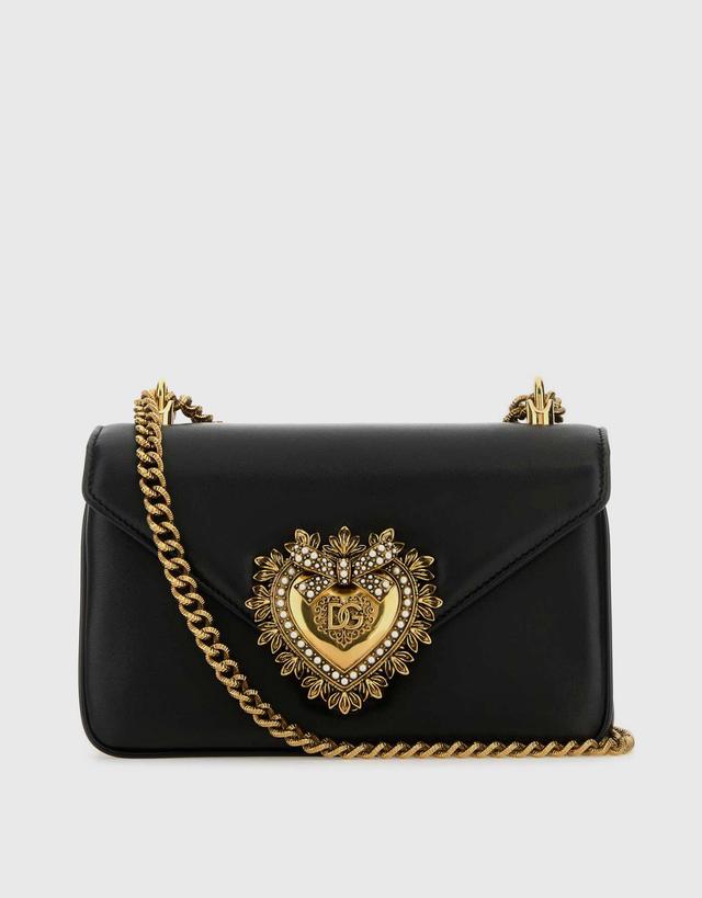 Dolce & Gabbana Devotion Foldover Top Calf Leather Crossbody Bag