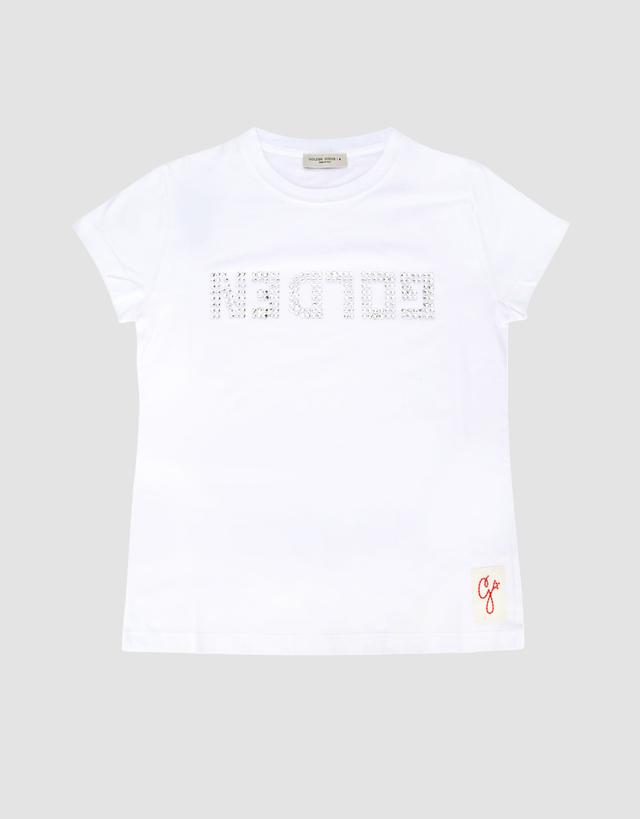 Golden Goose Kids Crystals Embellished Logo Crew-Neck T-Shirt - 6