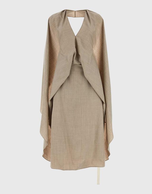 Fendi Wool Draped Cape Backless Midi Dress - 40