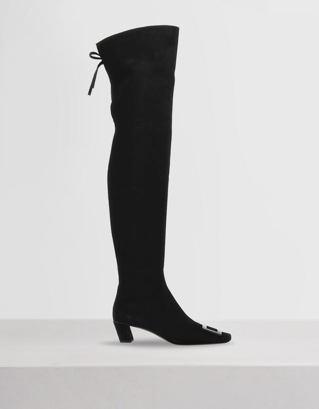Roger Vivier Belle Vivier Suede Low-Heeled Over-Knee Boots - EU 37
