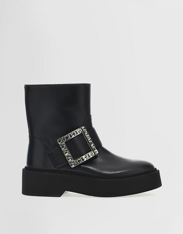 Roger Vivier Viv' Rangers Calfskin Leather Ankle Boots - EU 35