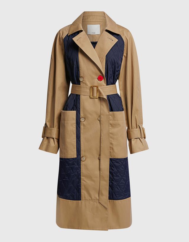 Tibi Finn Twill Quilted Trench Coat - XXS