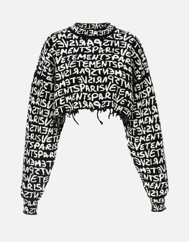 Vetements Vetements Paris Monogram Wool Knit Cropped Sweater - XXL