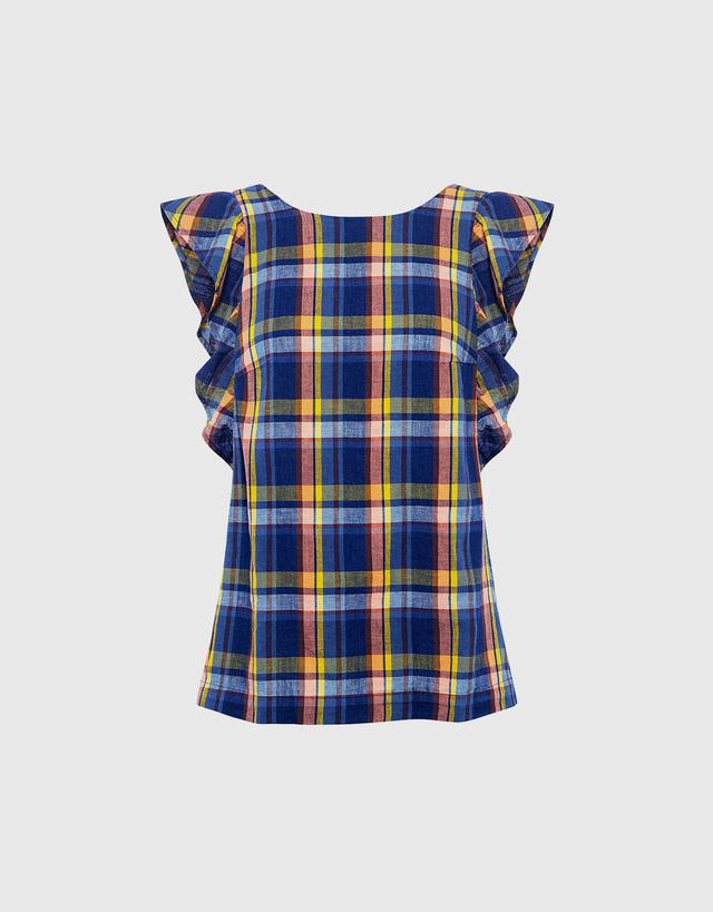 M.i.h Jeans Caval Plaid Ruffle Top - L
