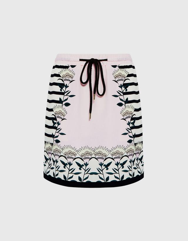 Markus Lupfer Blooming Flower Stripe Silk Mini Skirt - XS