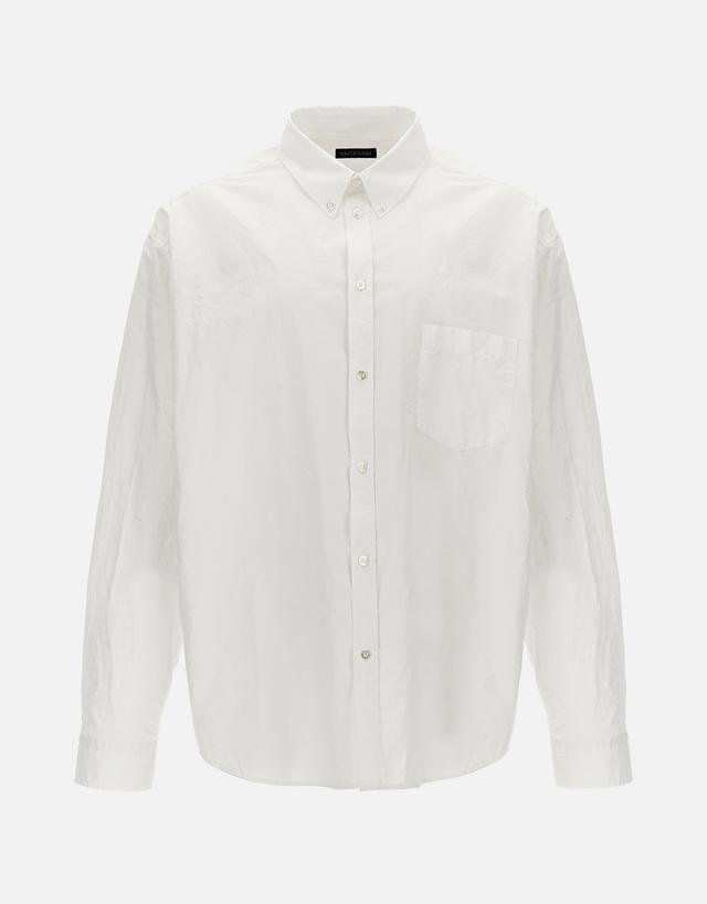 Balenciaga Men's Cotton Logo Printed Long-Sleeved Shirt - 38