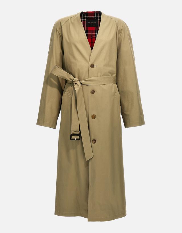 Balenciaga Check Lining Oversize Trench Coat - 38