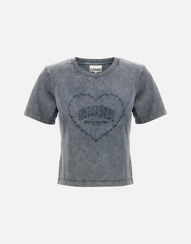 Ganni Logo Organic Cotton Washed T-Shirt - XL