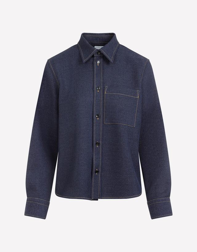Bottega Veneta Denim Effect Melange Wool Shirt - 42