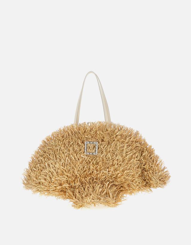 Roger Vivier Tres Vivier Raffia Large Shoulder Bag