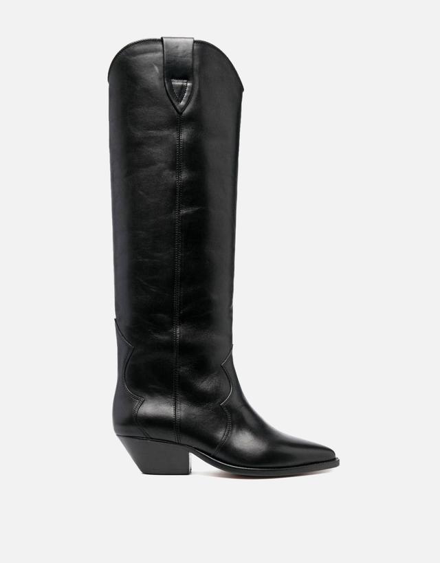 Isabel Marant Denvee Calfskin Leather Low-Heeled Knee-High Boots - 37