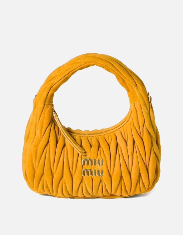 Miu Miu Wander Small MatelassÃÂ© Suede Lamb Leather Handle Bag