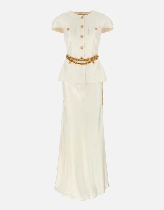 Self-Portrait Taffeta Chain Belt Maxi Dress - 10