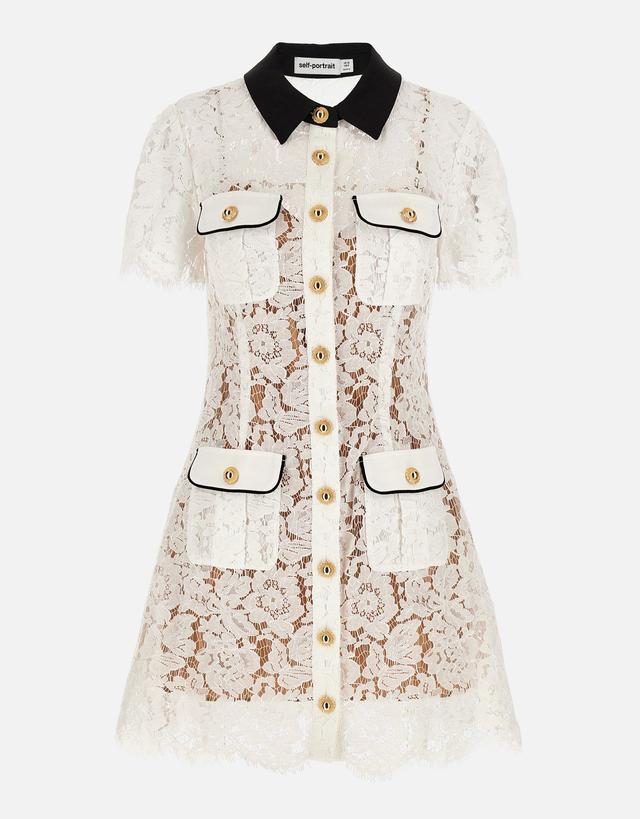 Self-Portrait Lace Contrast Collar Mini Dress - 2