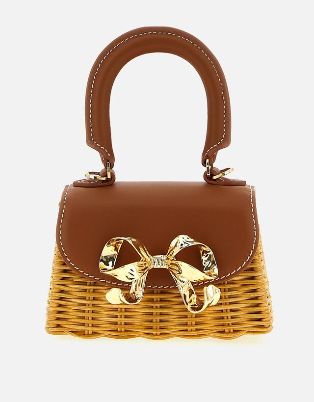 Self-Portrait Micro Rattan Bow Crossbody Handbag