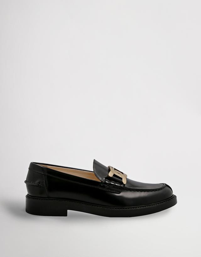 Tod's Leather Metal Logo Chain Loafers - 38.5