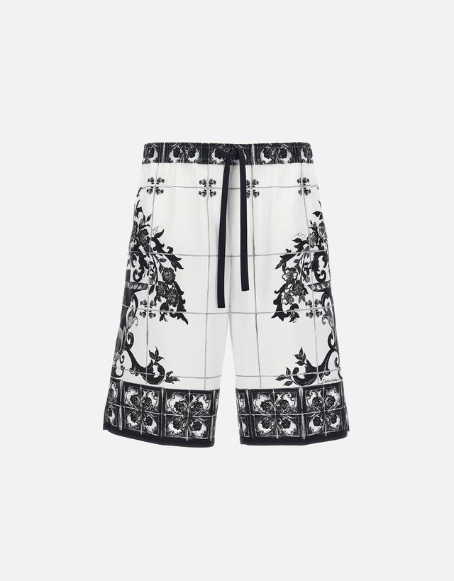 Dolce & Gabbana Men's Majolica Cotton Print Bermuda Shorts - 40