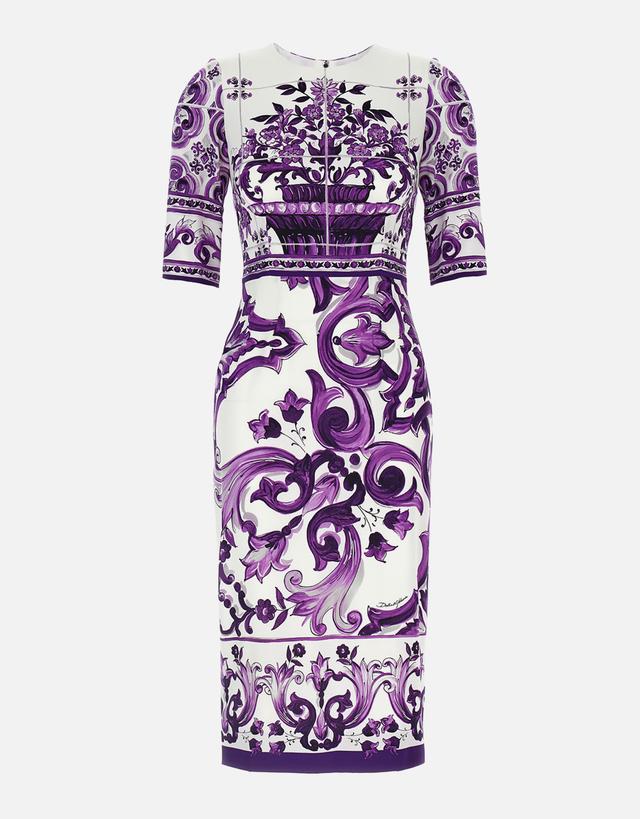 Dolce & Gabbana Majolica Silk Print Midi Dress - 44