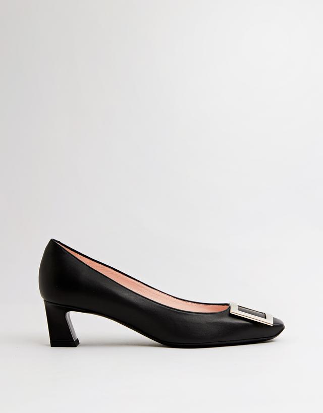 Roger Vivier Trompette Goatskin Nappa Leather Metal Buckle Low-Heeled Pumps - 36.5