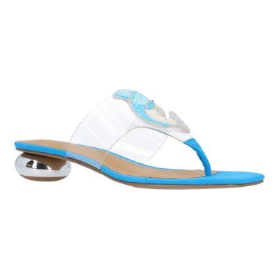 J. Reneé Women's Dolphi Thong Sandal in Clear and Blue, Vinyl, Size 12 M, 1.25 Inch Heel