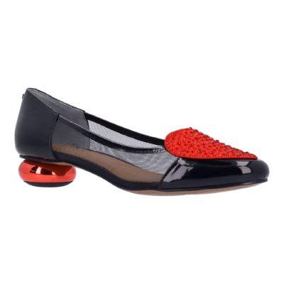J. Reneé Women's Jooliete Slip-On Pump in Black and Red, Patent/Satin/Mesh, Size 8.5 M, 1.25 Inch Heel