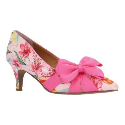 J. Reneé Women's Verbena Slip-On Pump in Pink and Orange and Fuchsia, Fabric, Size 8 W, 2.25 Inch Heel