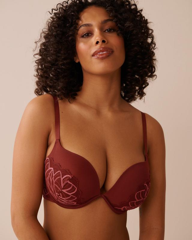 la Vie en Rose Push-up Plunge Demi Bra - Berry Red 36B