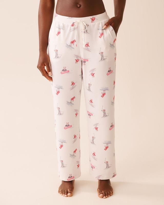 la Vie en Rose AprÃ¨s-Ski Print Super Soft Pajama Pants - White/Skiing Bears XS