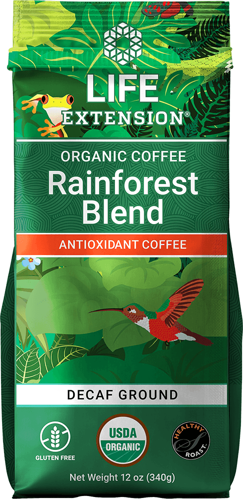 Life Extension Rainforest Blend Decaf Ground Coffee, 12 oz