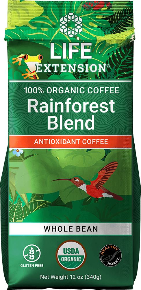 Life Extension Rainforest Blend Whole Bean Coffee, 12 oz