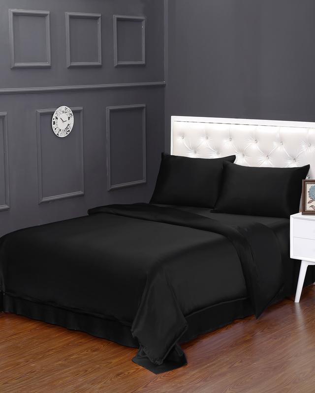 LILYSILK Silk Bedding Black UK Durable Silk Eco-Friendly Silk Duvet Cover Single (140W x 200L cm)