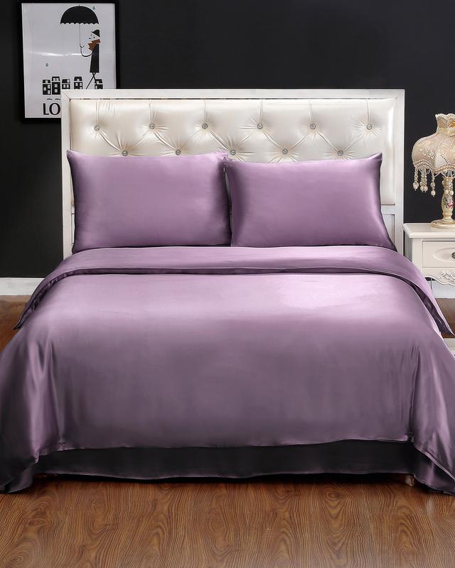LILYSILK Silk Bedding Purple UK 25 Momme Silk Luxury Silk Duvet Cover King(225x220cm)